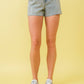 Lucie Studded Scatter Mid Rise Stretch Denim Shorts