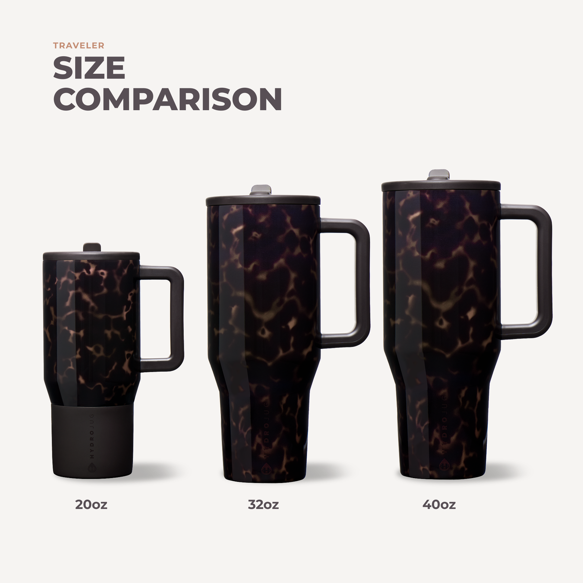 Mocha Tortoise HydroJug 40 oz Traveler Tumbler