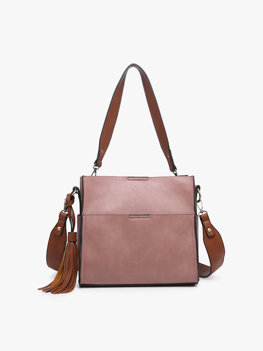 Lyla 2-in-1 Bucket Bag w/ Guitar Strap in Mauve