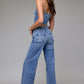 Medium Wash Mid Rise Stretch Dad Jean