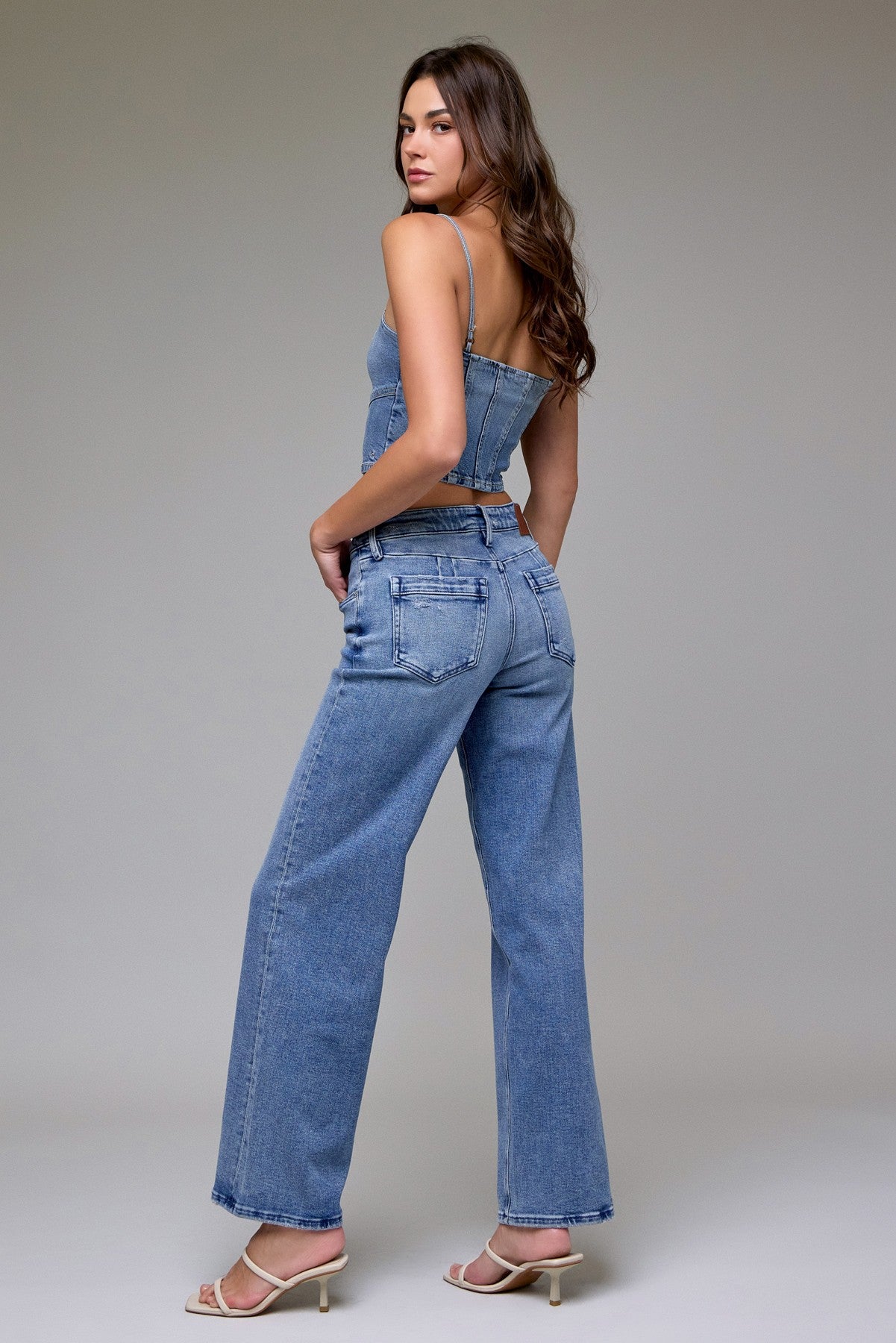 Medium Wash Mid Rise Stretch Dad Jean