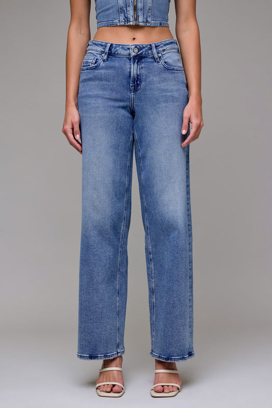 Medium Wash Mid Rise Stretch Dad Jean