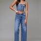 Medium Wash Mid Rise Stretch Dad Jean