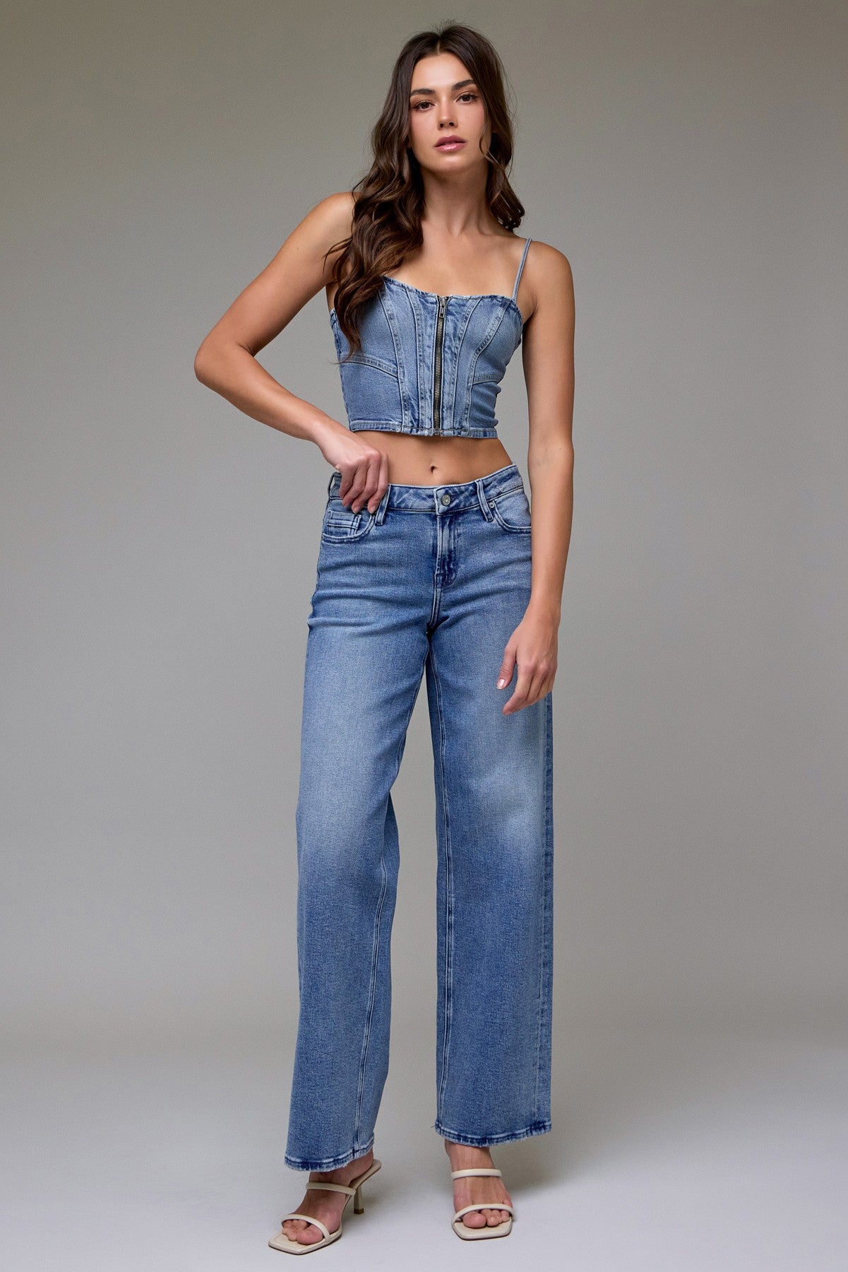 Medium Wash Mid Rise Stretch Dad Jean