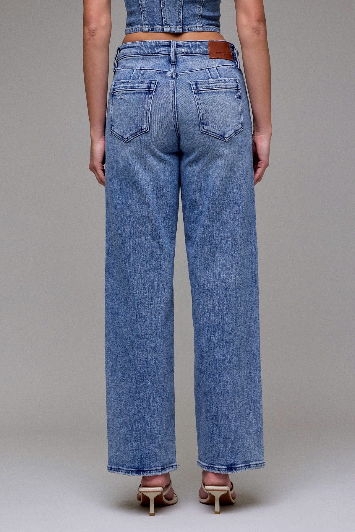 Medium Wash Mid Rise Stretch Dad Jean