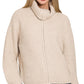 Sarah High Full Zip Neck Sweater in Sand Beige