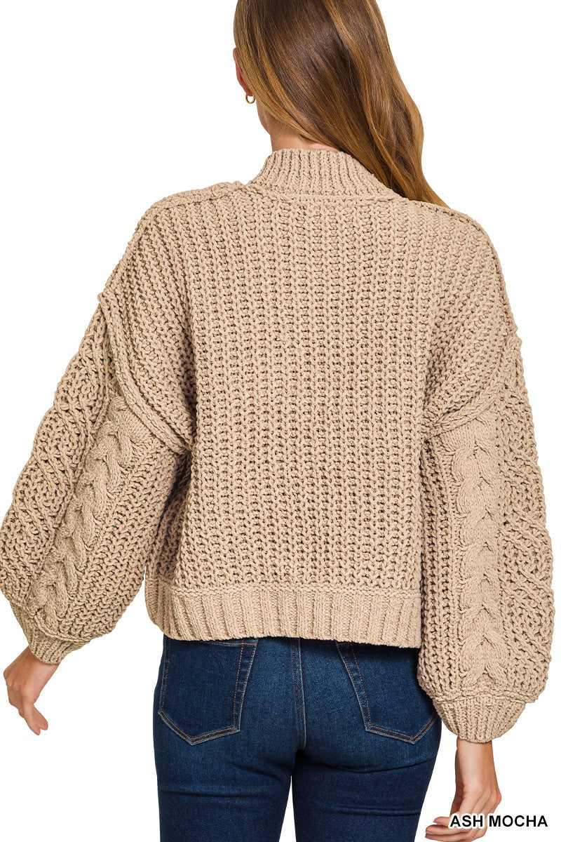 Kenzi Ash Mocha Cable Knit Sweater