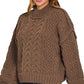 Zoey Cable Knit Sweater in Brown