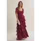 Cortney Smocked Maxi Dress in Burgundy