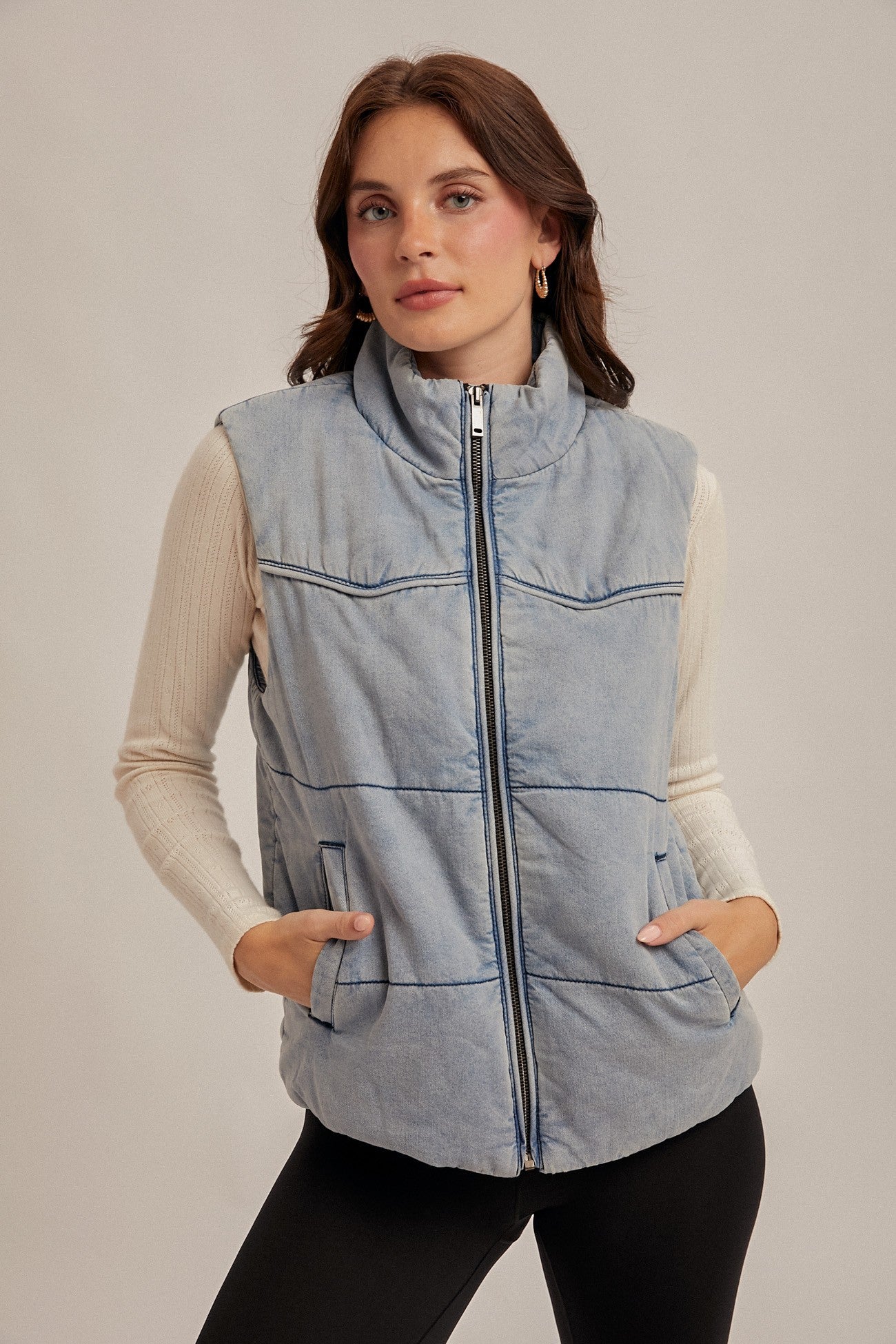 Lily Denim Puffer Vest