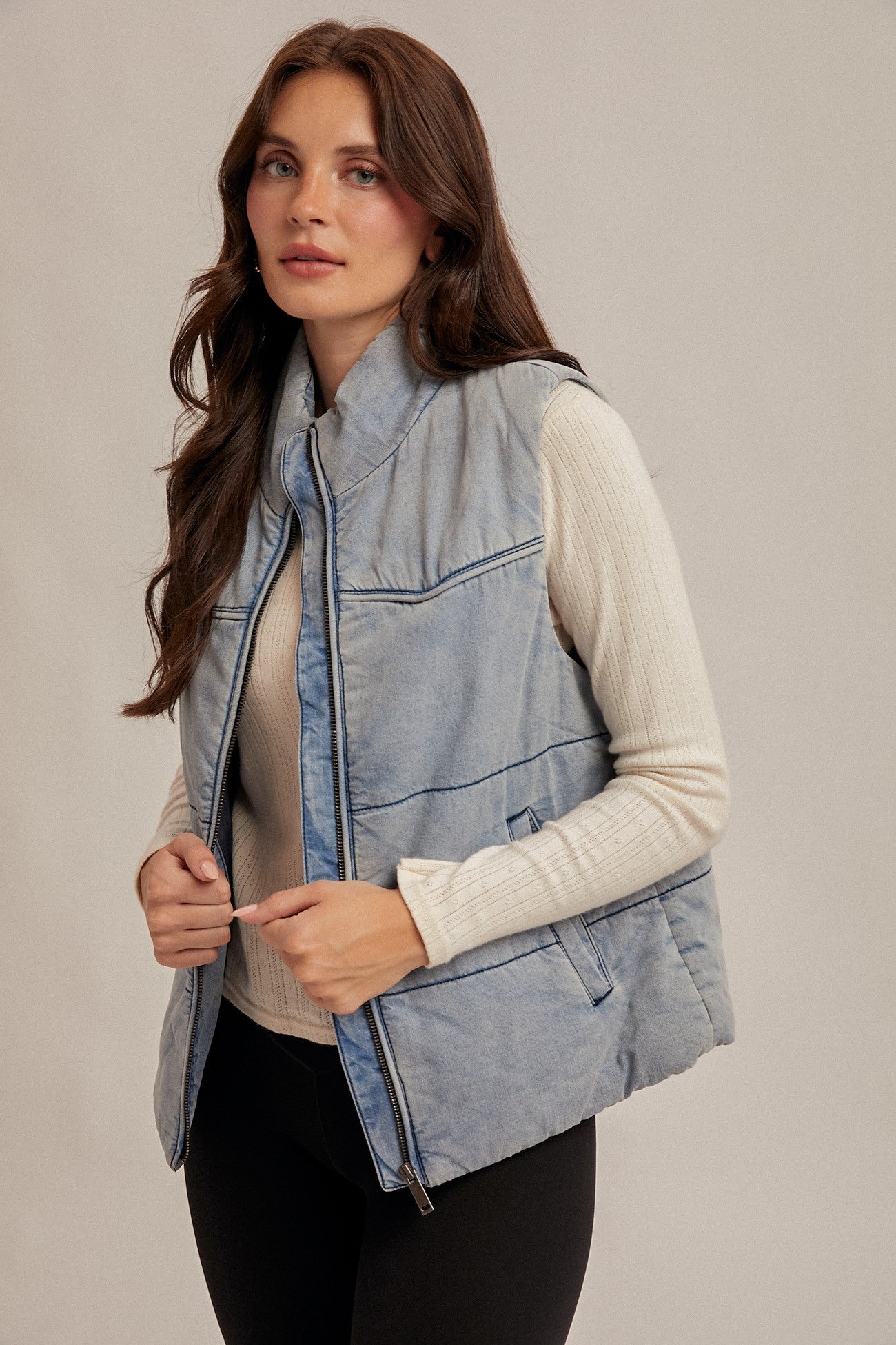 Lily Denim Puffer Vest