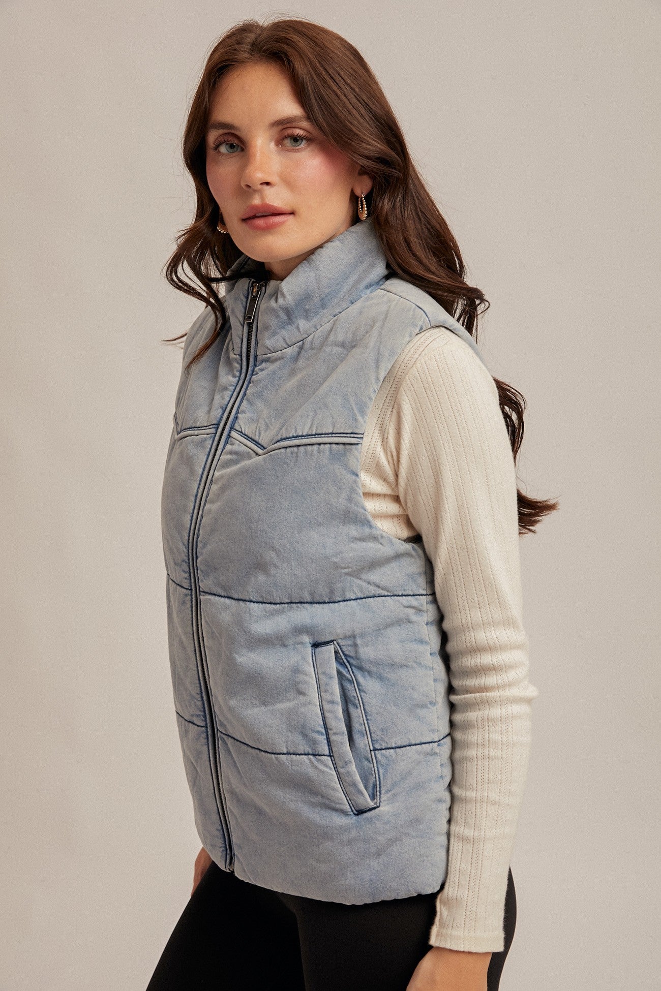 Lily Denim Puffer Vest