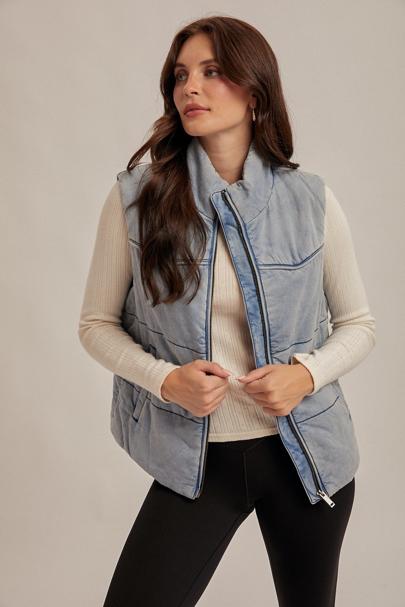 Lily Denim Puffer Vest