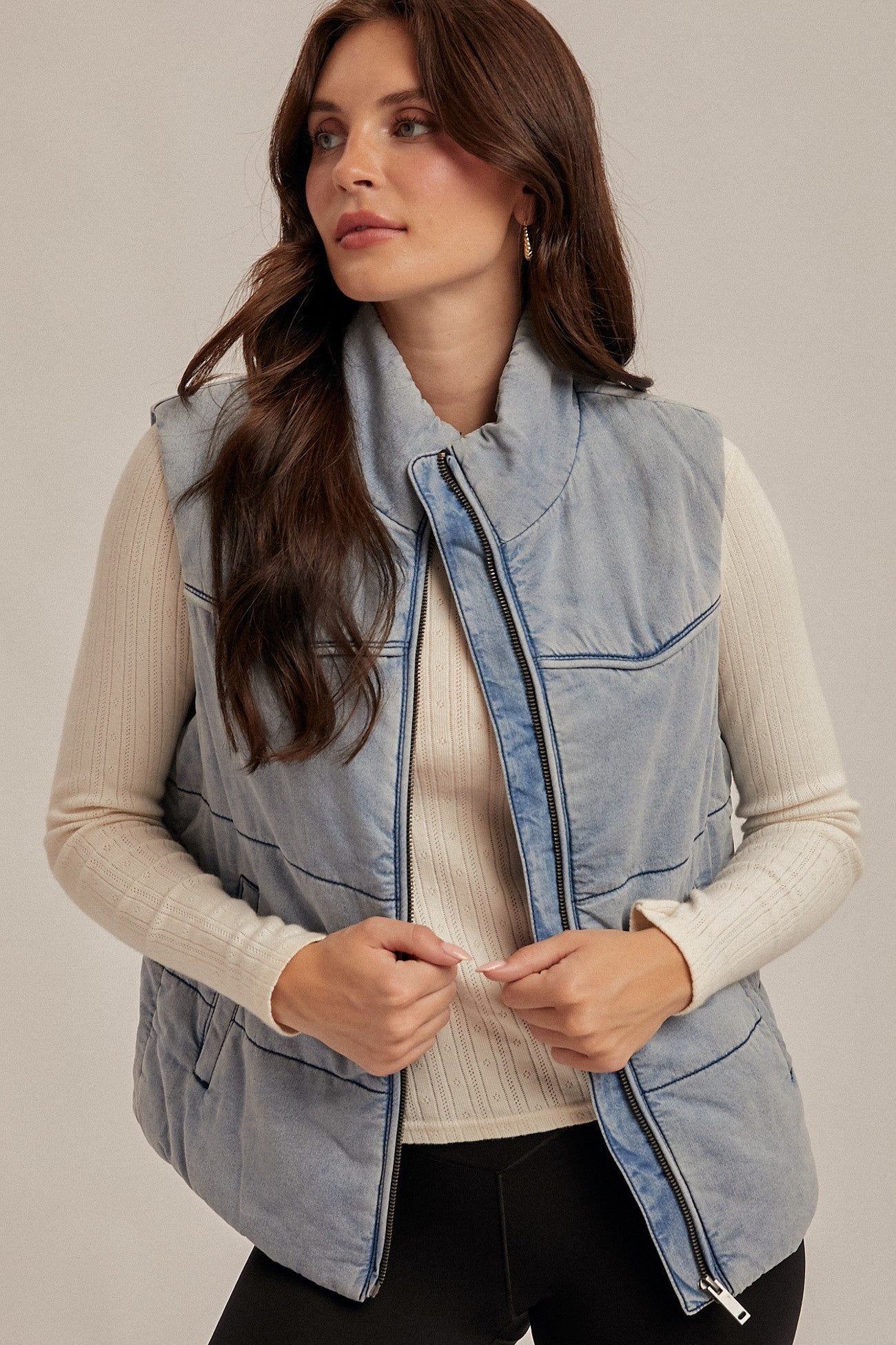 Lily Denim Puffer Vest