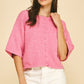 Caitlin Button Down Short Sleeve Sweater in Pink