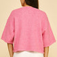 Caitlin Button Down Short Sleeve Sweater in Pink