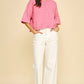 Caitlin Button Down Short Sleeve Sweater in Pink