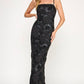 Jules Mesh Embroidered Floral Black Dress