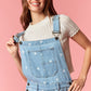 Gina Polka Dot Utility Overalls In Light Denim