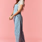 Gina Polka Dot Utility Overalls In Light Denim