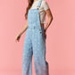 Gina Polka Dot Utility Overalls In Light Denim