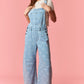Gina Polka Dot Utility Overalls In Light Denim