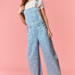 Gina Polka Dot Utility Overalls In Light Denim