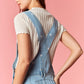 Gina Polka Dot Utility Overalls In Light Denim