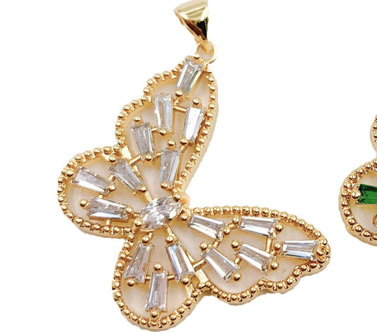 Gold Filled Butterfly Charm Clear