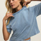 Curran Knit Denim Sweatshirt Tee