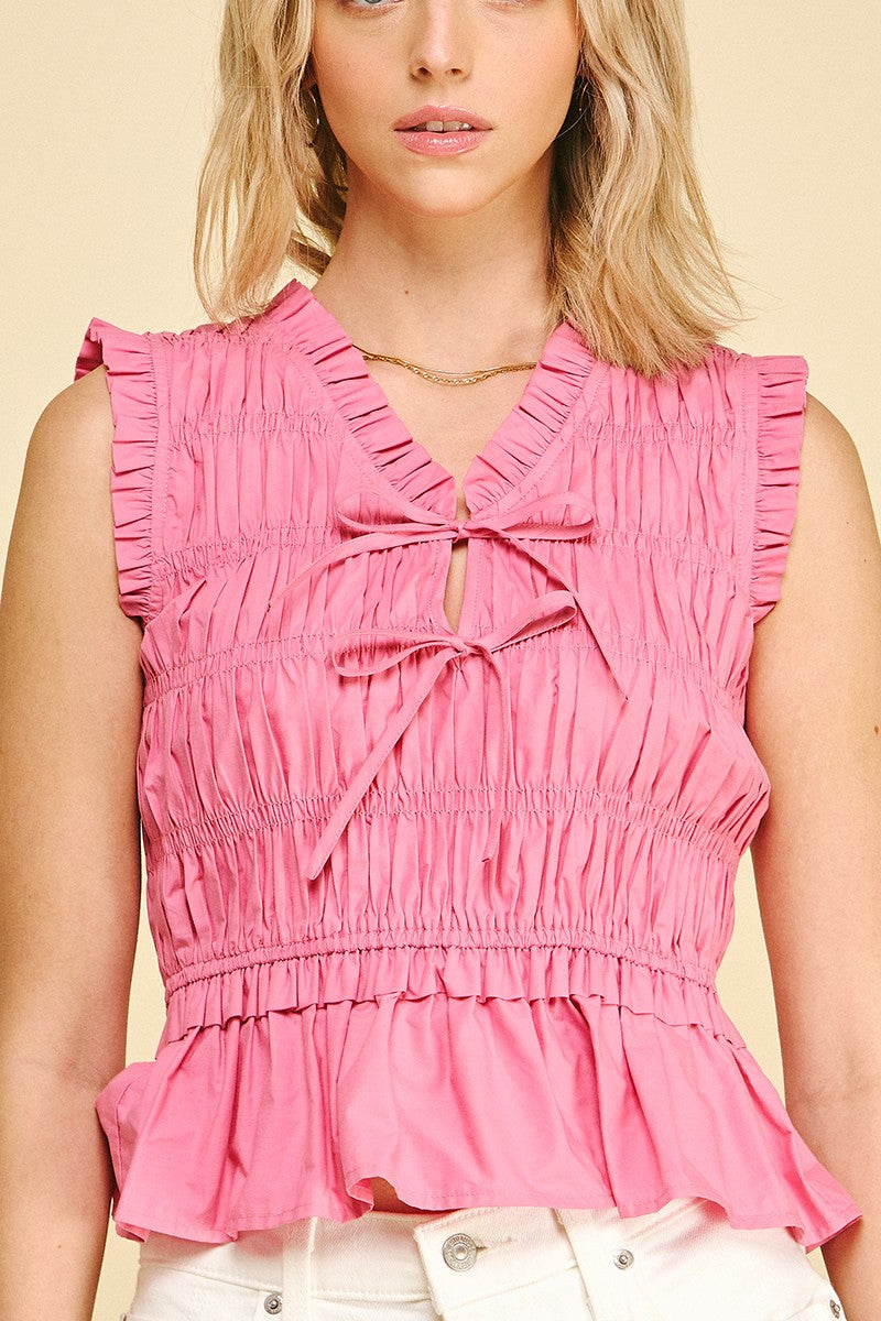 Renae Front-tie Detailed Smocking Top