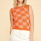 Colorblock Sleeveless Knit Tank in Pink and Orange