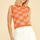 Colorblock Sleeveless Knit Tank in Pink and Orange