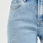 Jessica High Rise Shorts With Embroidered Detail