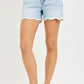 Tasha Mid Rise Floral Laced Hem Shorts in Plus Size