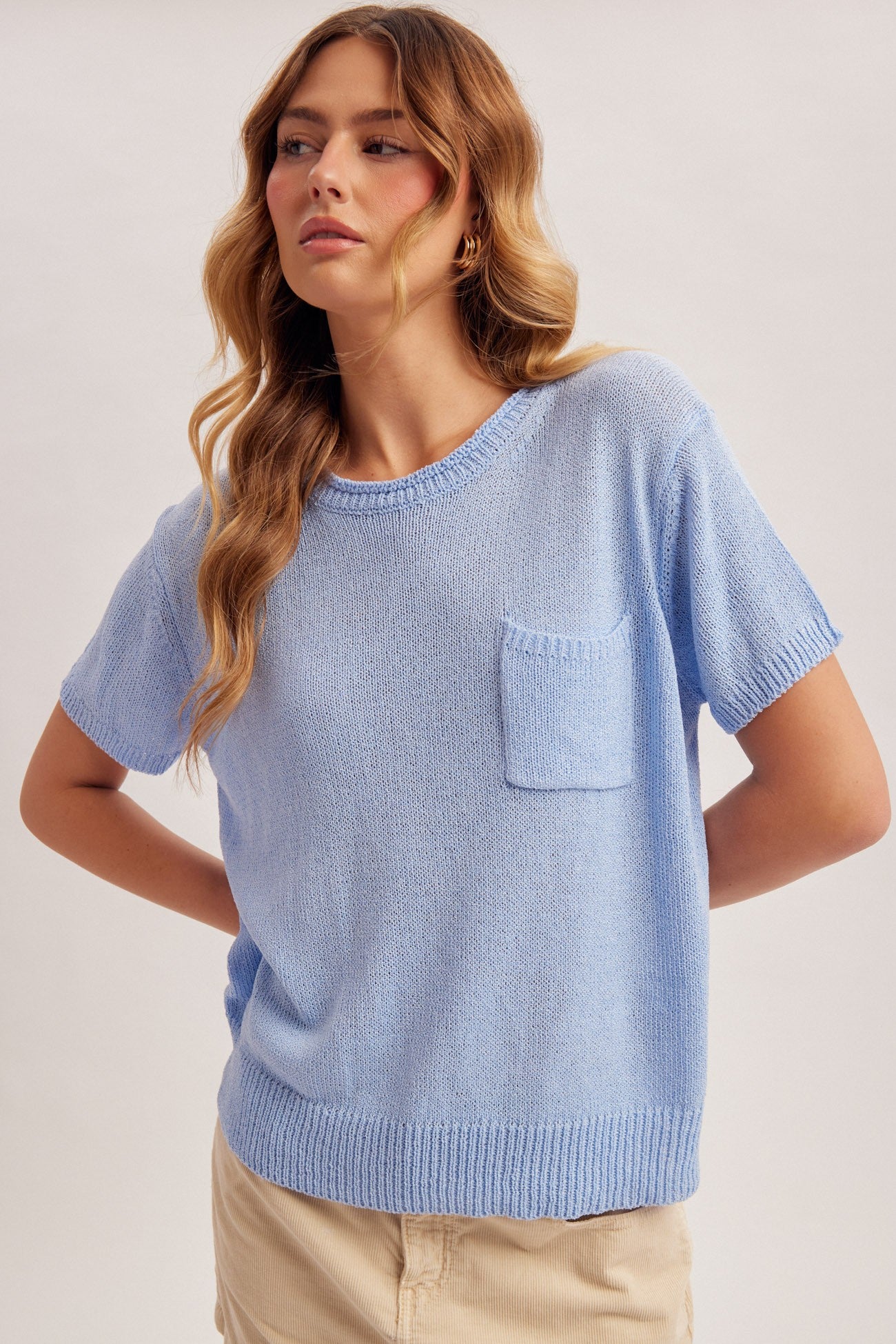 Lauren Short Sleeve Sweater in Periwinkle