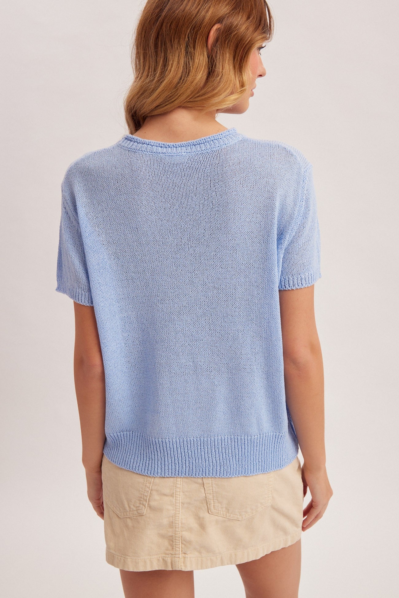 Lauren Short Sleeve Sweater in Periwinkle