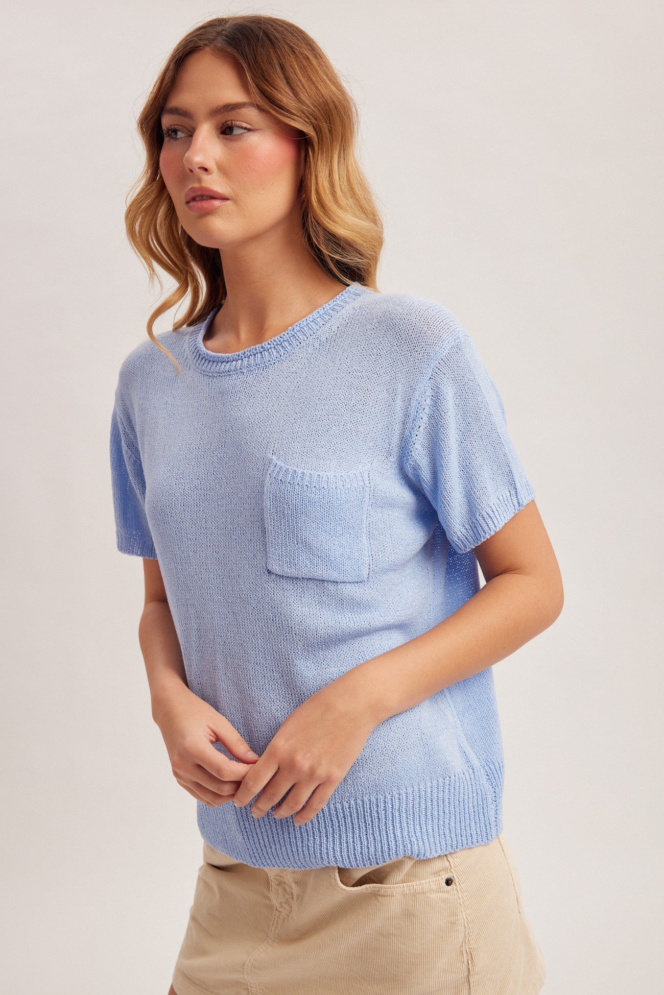 Lauren Short Sleeve Sweater in Periwinkle