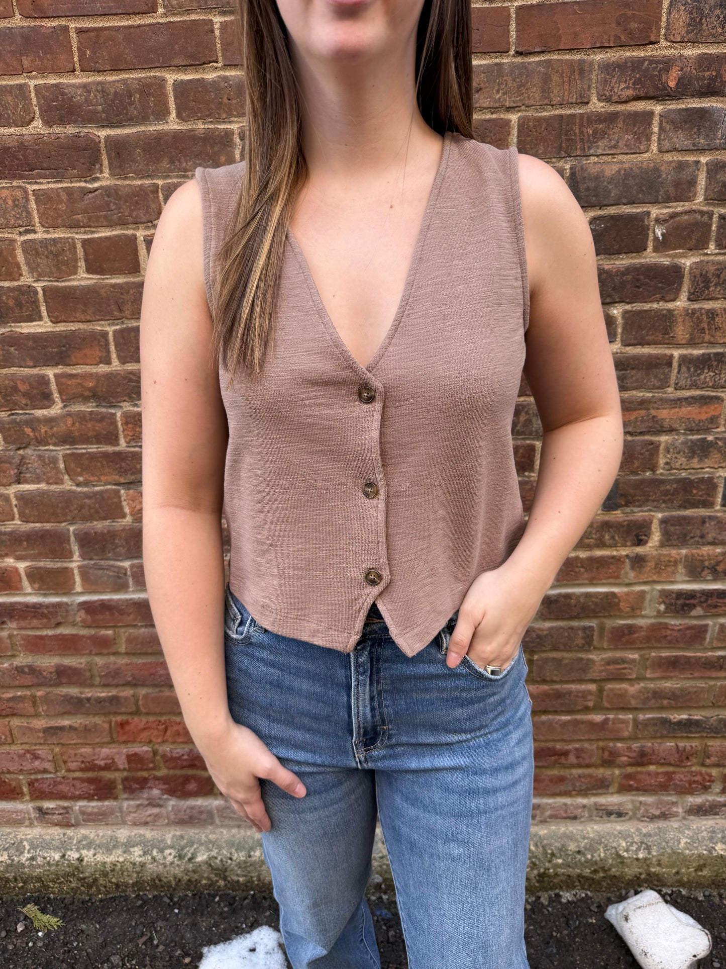 Noelle Textured Tank Top in Milk Shake