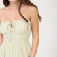 Saige Front Tie Keyhole Detail Strapless Midi Dress