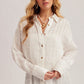 Kallie Textured Fabric Button Down in Ecru
