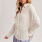 Kallie Textured Fabric Button Down in Ecru