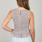 Makayla Stripe Sleeveless Smocked Blouse in Khaki