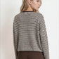 Lucille Stripe Raw Edge Drop Shoulder Knit Cardigan in Dark Brown
