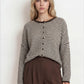 Lucille Stripe Raw Edge Drop Shoulder Knit Cardigan in Dark Brown