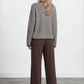 Lucille Stripe Raw Edge Drop Shoulder Knit Cardigan in Dark Brown