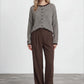 Lucille Stripe Raw Edge Drop Shoulder Knit Cardigan in Dark Brown