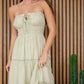 Saige Front Tie Keyhole Detail Strapless Midi Dress