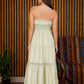 Saige Front Tie Keyhole Detail Strapless Midi Dress