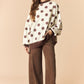 Khloe Reversible Brown Stripe/Dot Mockneck